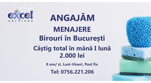 Angajăm Menajere Birouri București